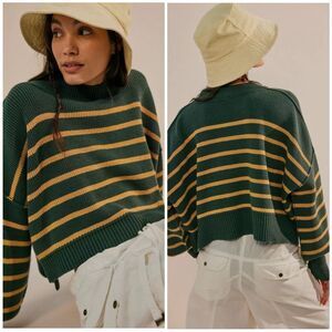 Free People Stripe Easy Street Crop Sweater Size S